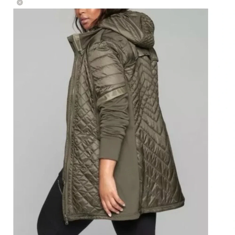 ATHLETA ROCK SPRINGS CYA PUFFER JACKET IN GREEN‎